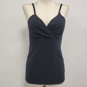 Suiek Womens Y2K Babydoll Cami Size S Black Preppy 90S Bias Faux Wrap Coquette